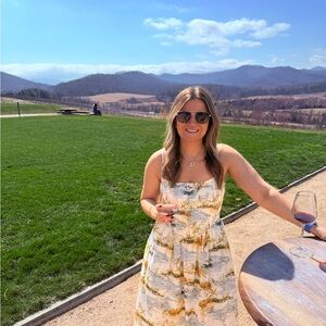 Abercrombie & Fitch Sydney Smocked Dipped-Waist Midi Dress